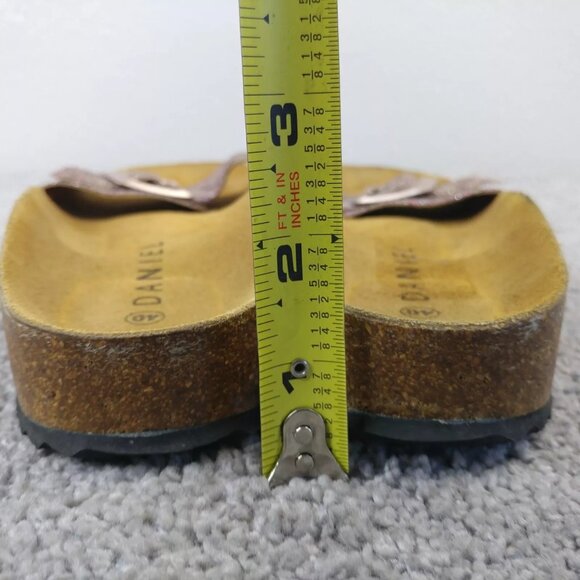 Daniel Sandals Womens 40 EU Slides Pink Glitter Slip On Shoes Strap Buckle - Picture 5 of 8